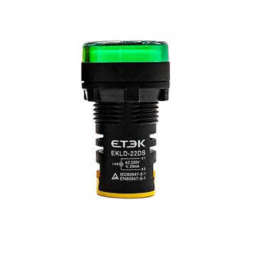 Лампа сигнальная, зелёная, 220VAC, светодиодная, EKLD-22DS-G-220