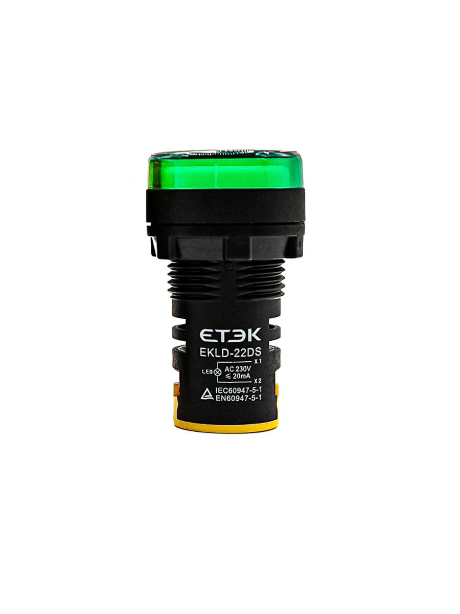 Лампа сигнальная, зелёная, 220VAC, светодиодная, EKLD-22DS-G-220