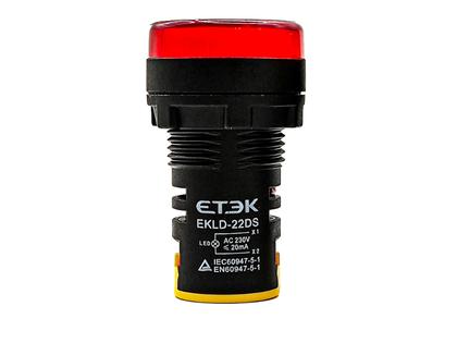 Лампа сигнальная, красная, 220VAC, светодиодная, EKLD-22DS-R-220